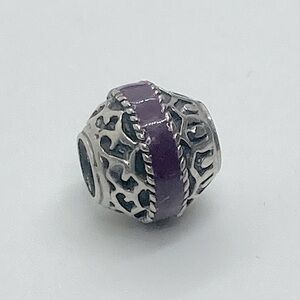 Persona 925 Sterling Silver Purple Enamel Tapered Charm Bead